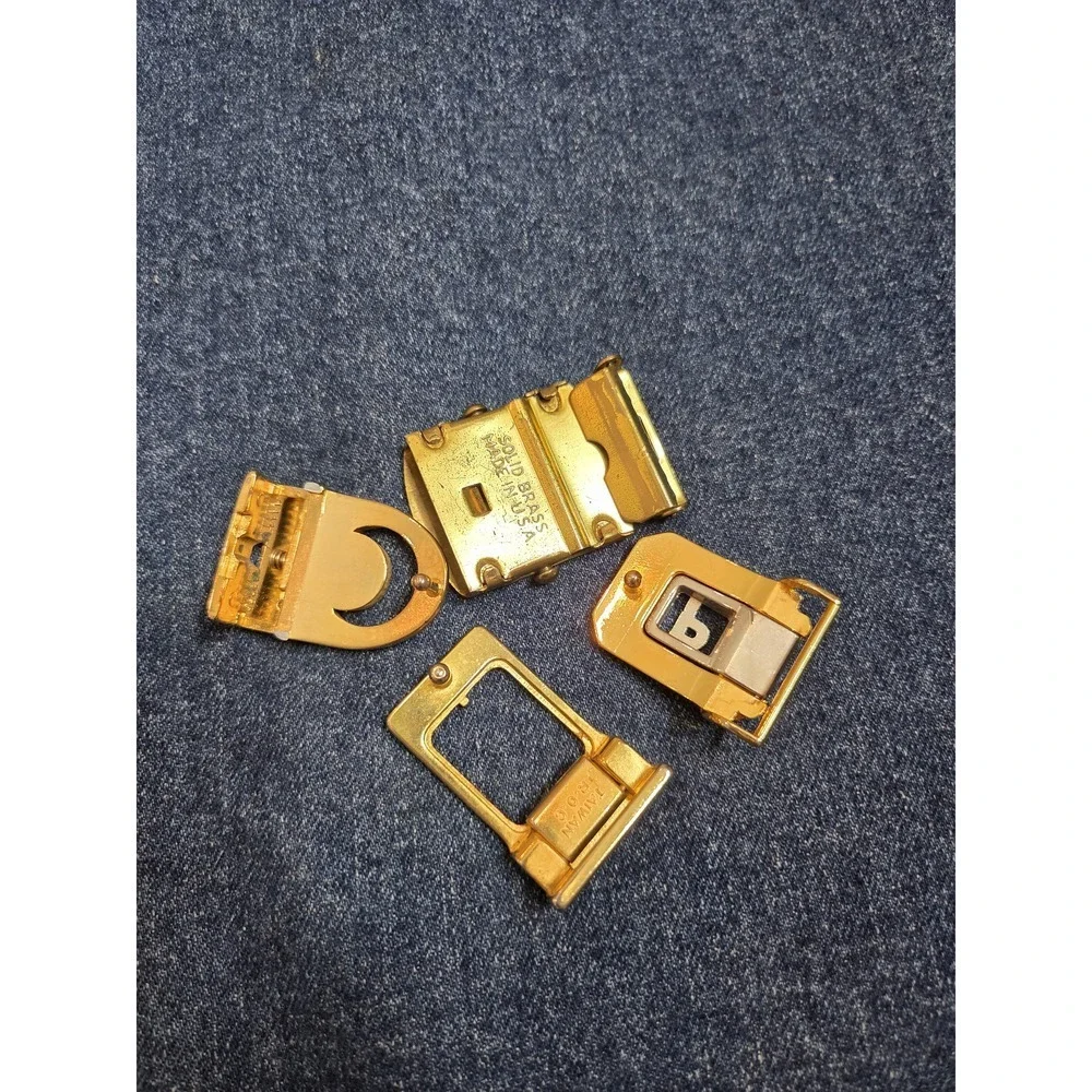 Vintage Lot of 4 Brass & Gold Belt Buckles - As-Is Fair Condition